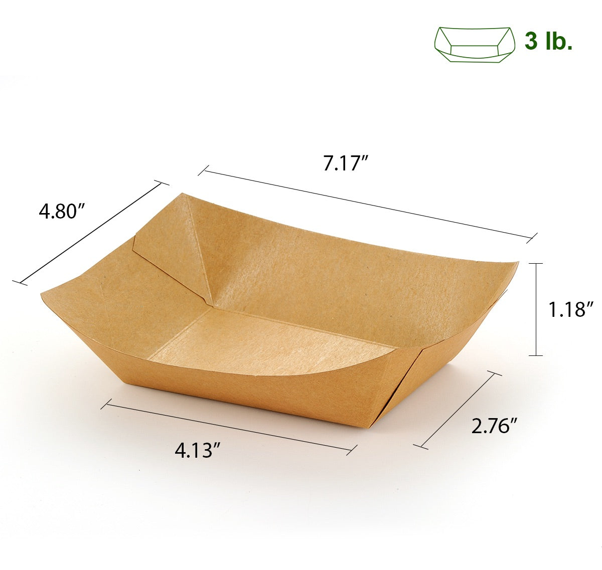 4# 3 lb. Eco-Kraft Paper Food Boat Tray - 500/Case