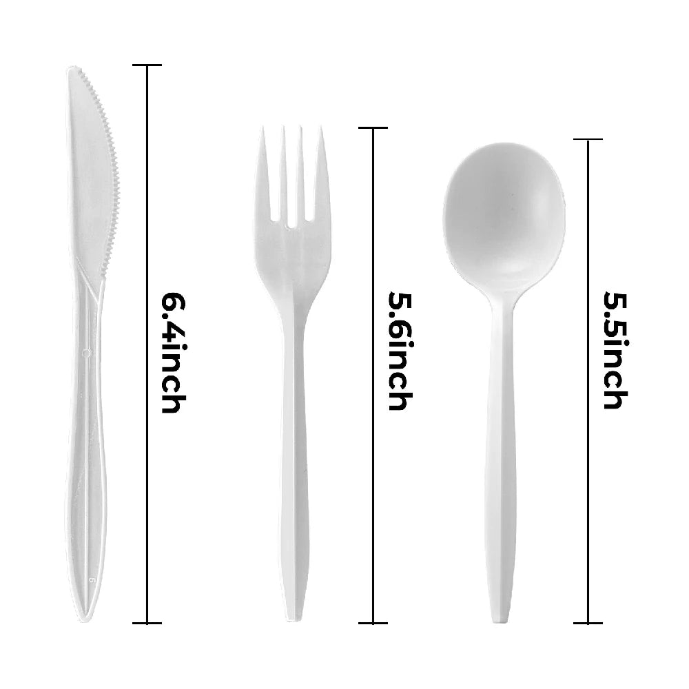 Medium Weight White Wrapped Plastic Cutlery Sets with Napkin - 250 Sets/Case