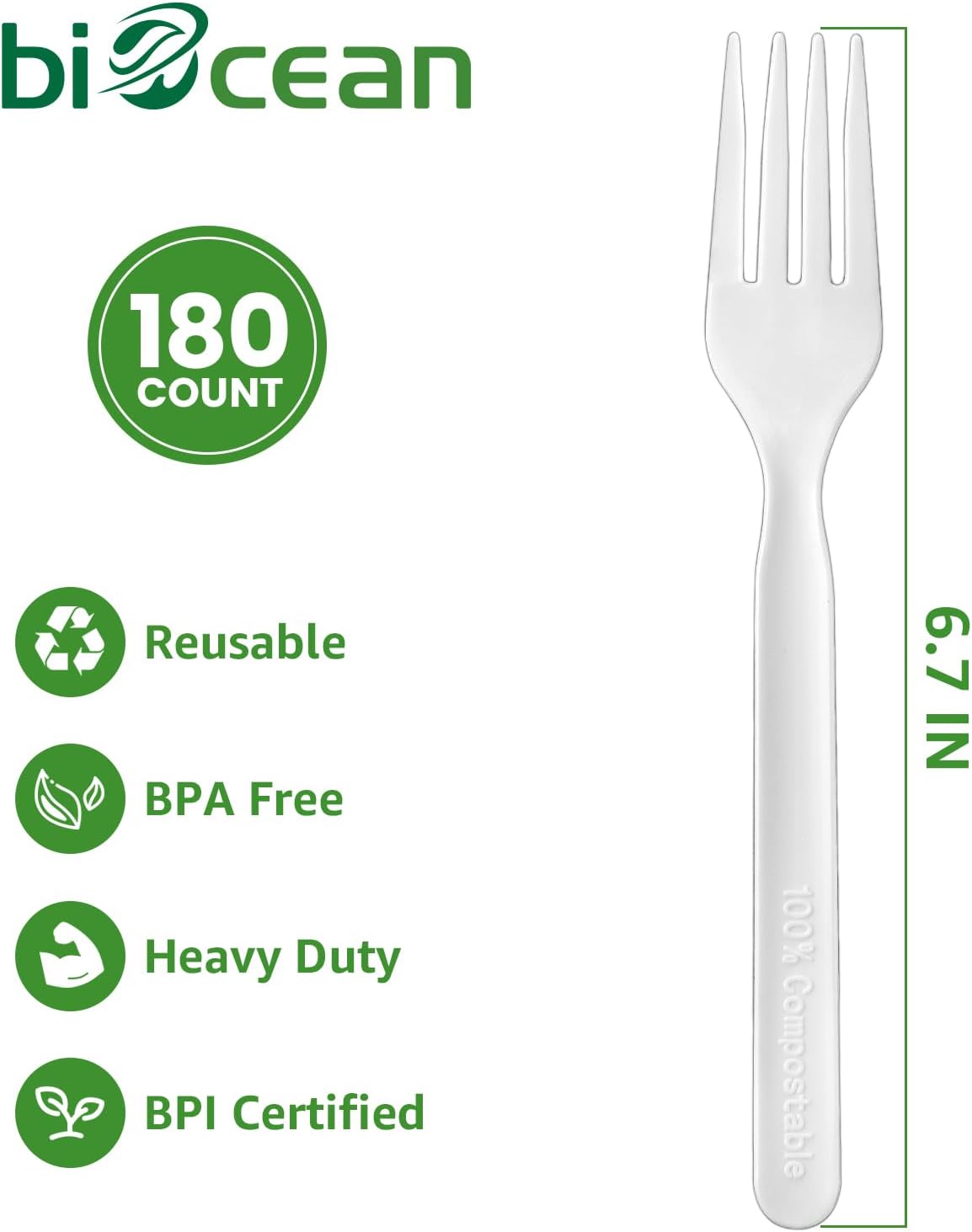 Biocean White Composable PLA Heavy Duty Disposable 7