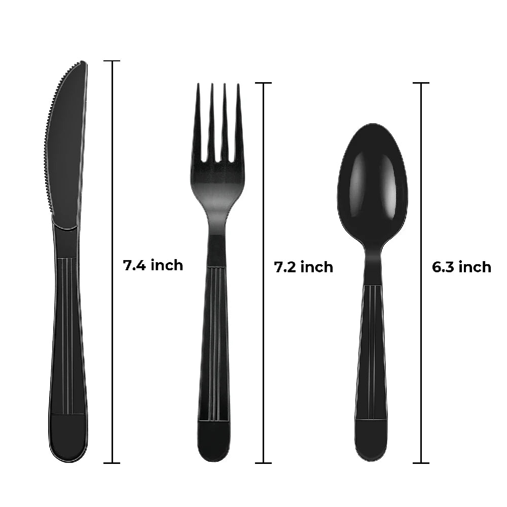 Heavy Weight Black Plastic Cutlery Sets with Napkin and Salt and Pepper Packets - 250 Sets/Case